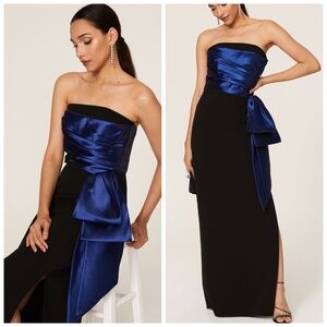 Elegant Black and Blue Strapless Dress
